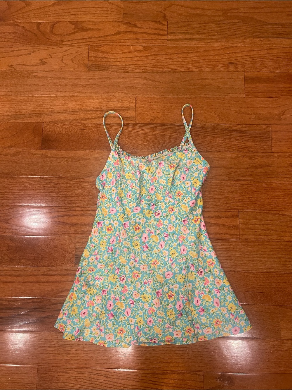 Vintage Adrienne Vitadinni Blue Floral Swim Dress One Piece Blue Green Yellow 8